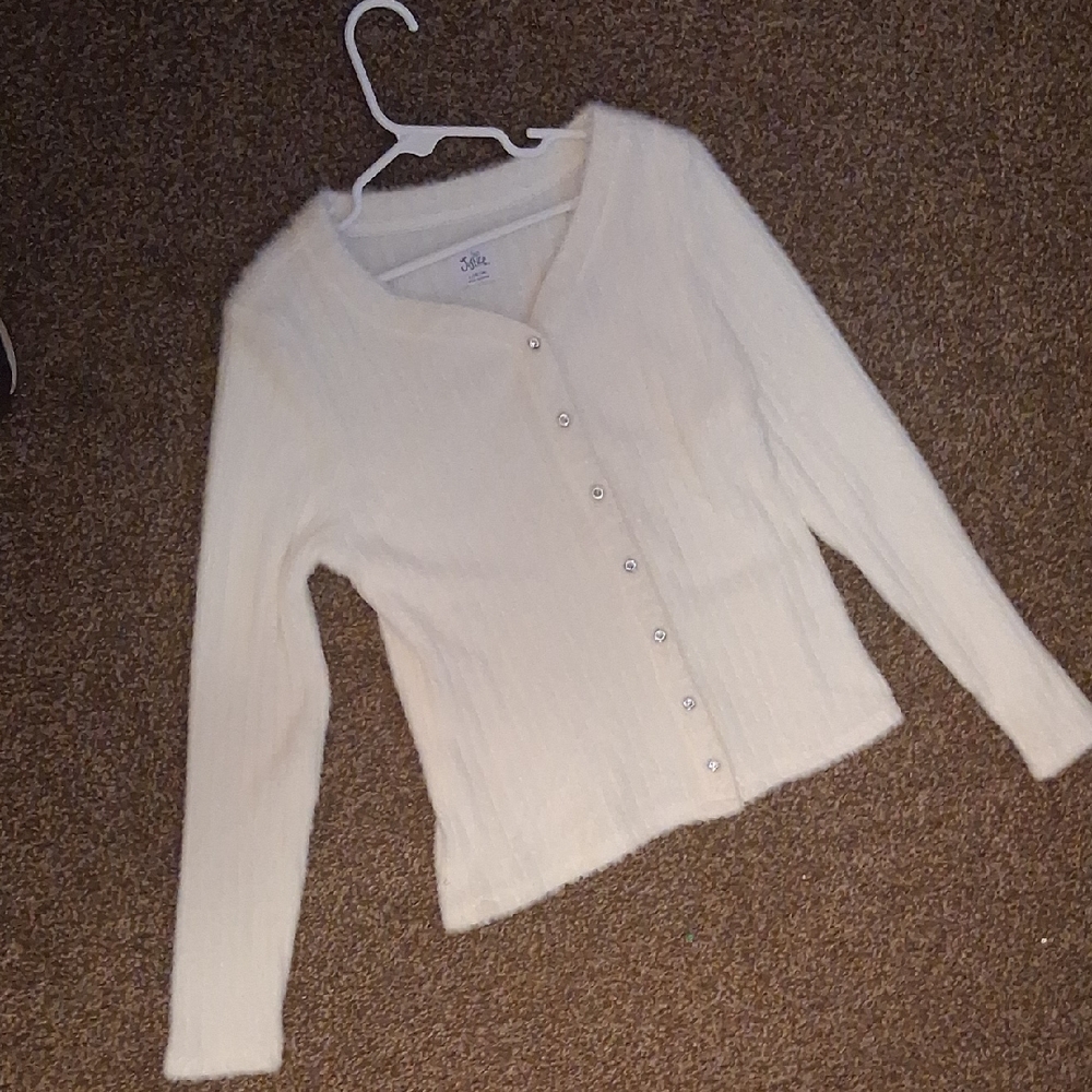 Justice White Cardigan Sweater